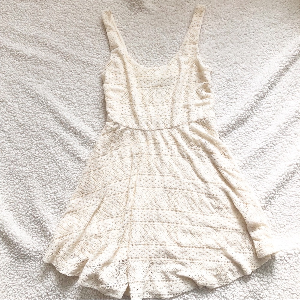 Cream Fit and Flare Lace Dress